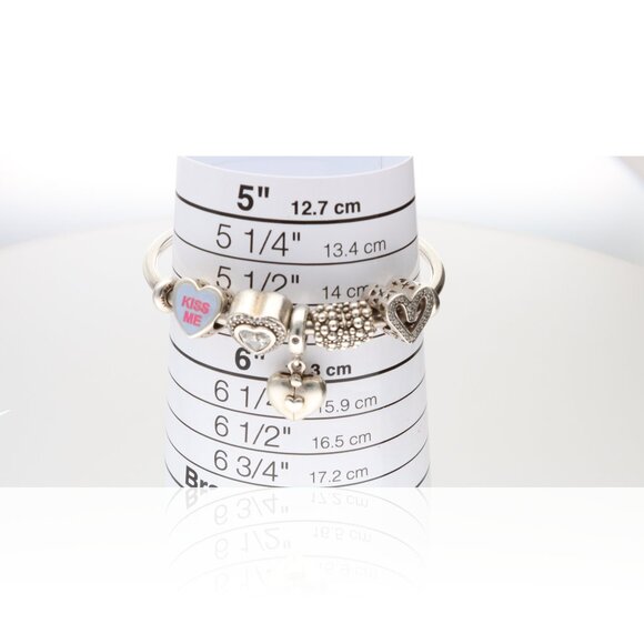 Pandora Moments Open Bangle with Heart Charms & "Kiss Me" Candy Heart Charm - Picture 3 of 3